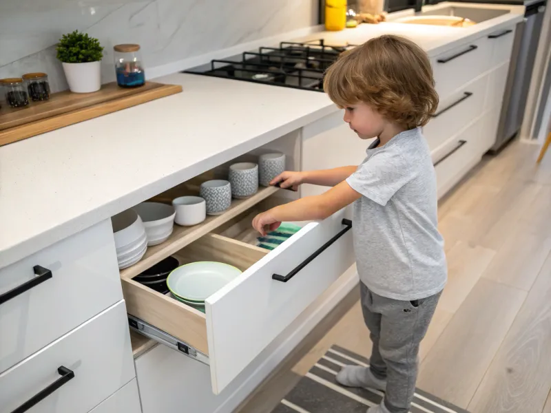 If you open a drawer, close it. Open a cabinet, close it.