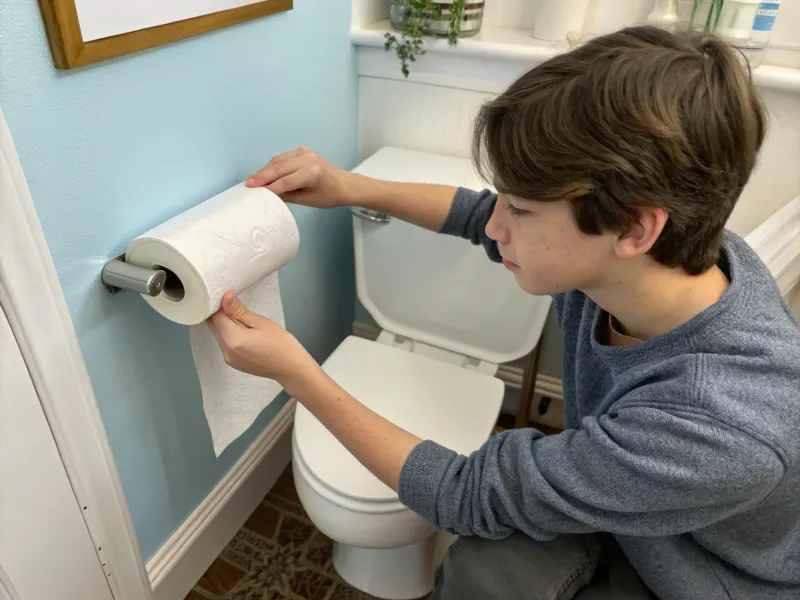 Toilet paper goes over, not under.