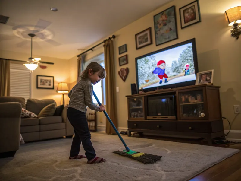 Saturday mornings are for chores—then cartoons.